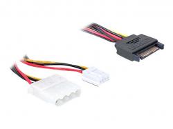 Delock Kabel Y-Power SATA Stecker 15 Pin > 4 Pin Molex Buchse + 4 Pin Floppy