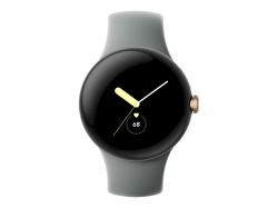 Google Pixel Watch - 41 mm - Silber poliert - intelligente Uhr mit Active Armband - Flouroelastomer - dunkelgrau - Bandgröße: L - 32 GB - Wi-Fi, LTE, NFC, Bluetooth - 4G - 36 g