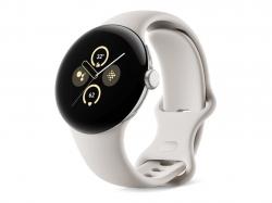 Google Pixel Watch 2 - Aluminium silber poliert - intelligente Uhr mit Active Armband - Flouroelastomer - Porzellan - Bandgröße: S/L - 32 GB - Wi-Fi, NFC, Bluetooth - 31 g